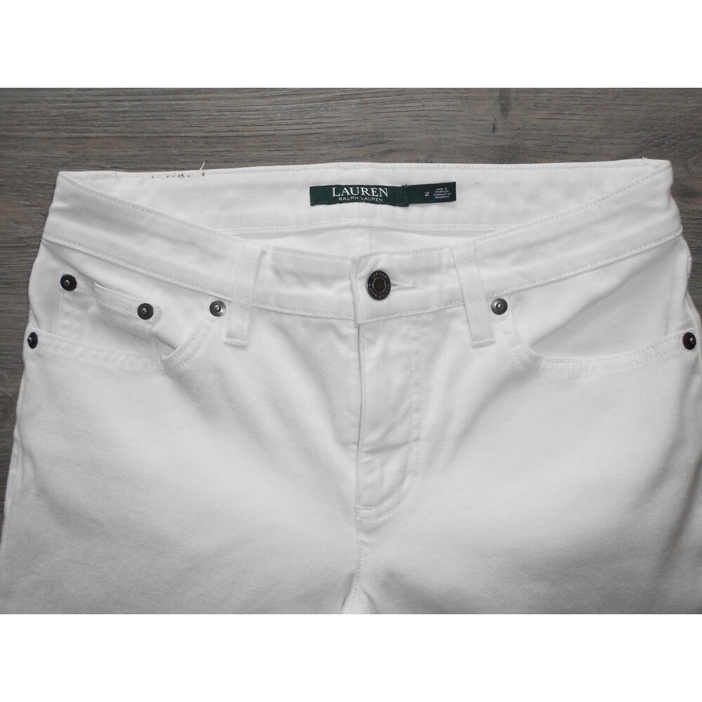 Lauren by Ralph Lauren Women's White Modern Straight Curvy Casual Pants Size 2